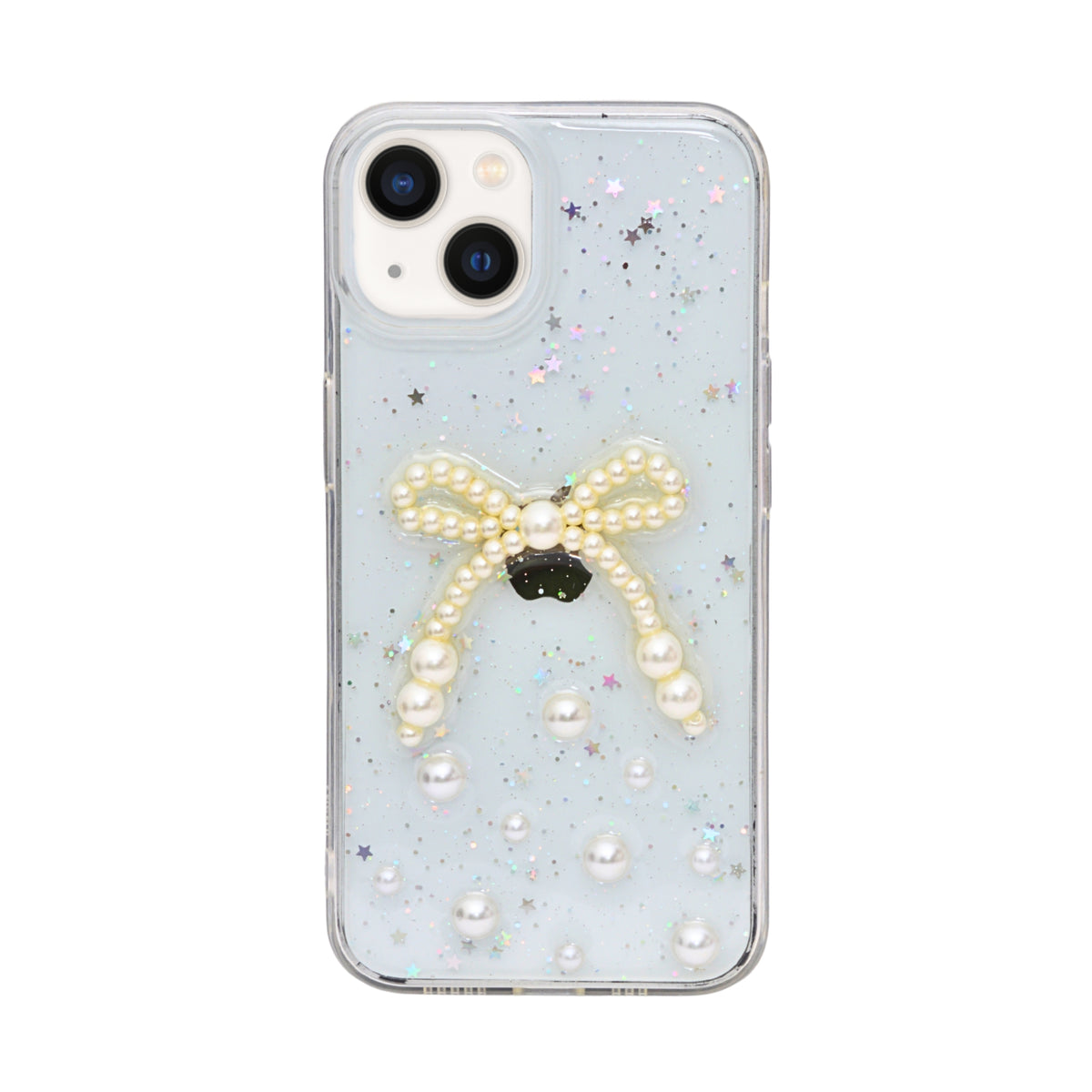 Elegant Pearl Bow Resin Glitter Phone Case for iPhone 13 / 14