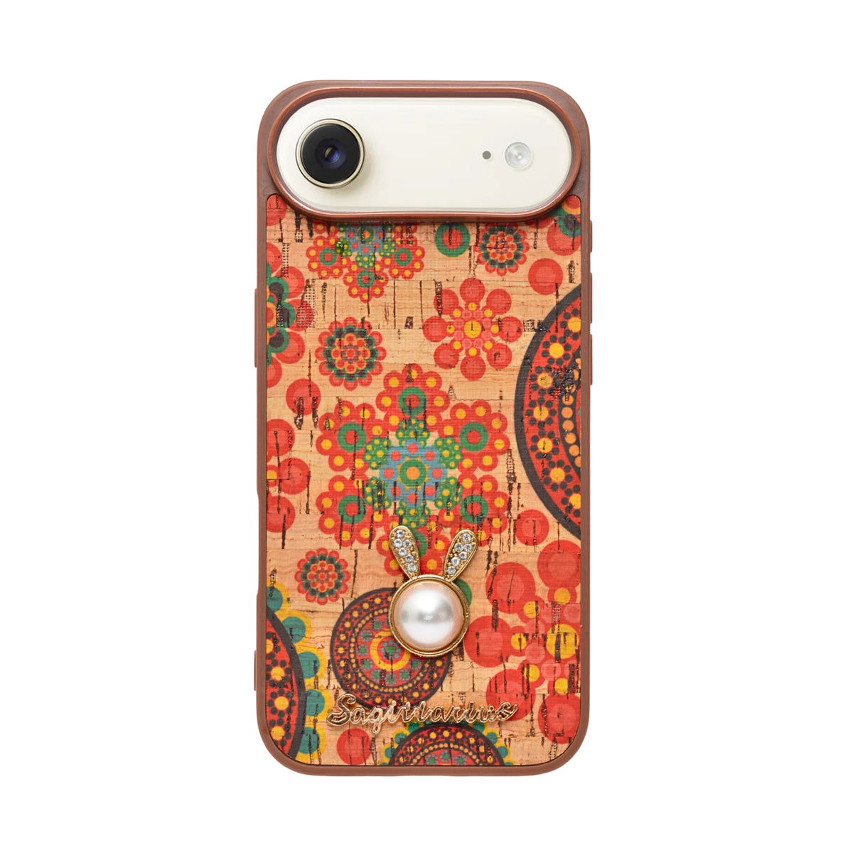 Bohemian Ethnic Print Cork Texture with Pearl Detail Phone Case for iPhone 17 Air