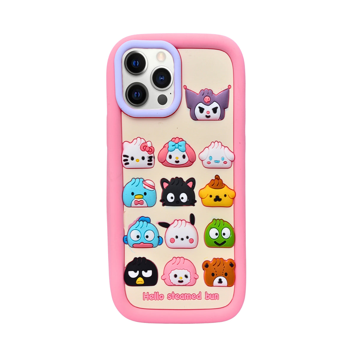 3D Cartoon Hello Steamed Bun Character Design Phone Case For iPhone 12/ 12 Pro