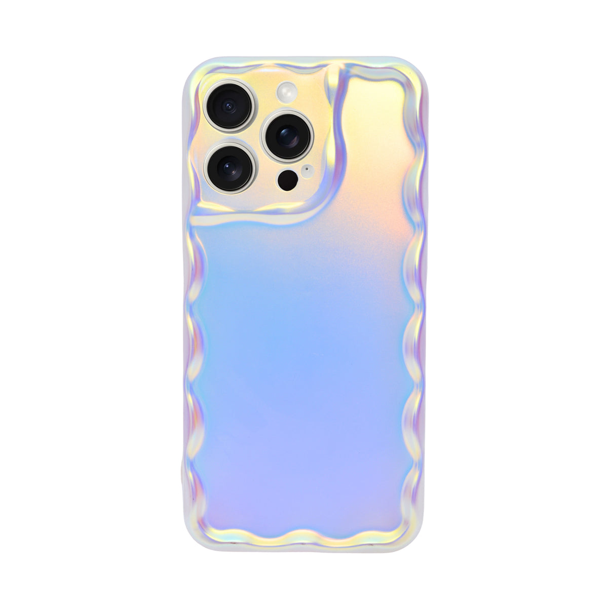 Aesthetic Iridescent Wavy Frame Phone Case for iPhone 14 Pro