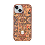 Bohemian Ethnic Print Cork Texture with Pearl Detail Phone Case for iPhone 15