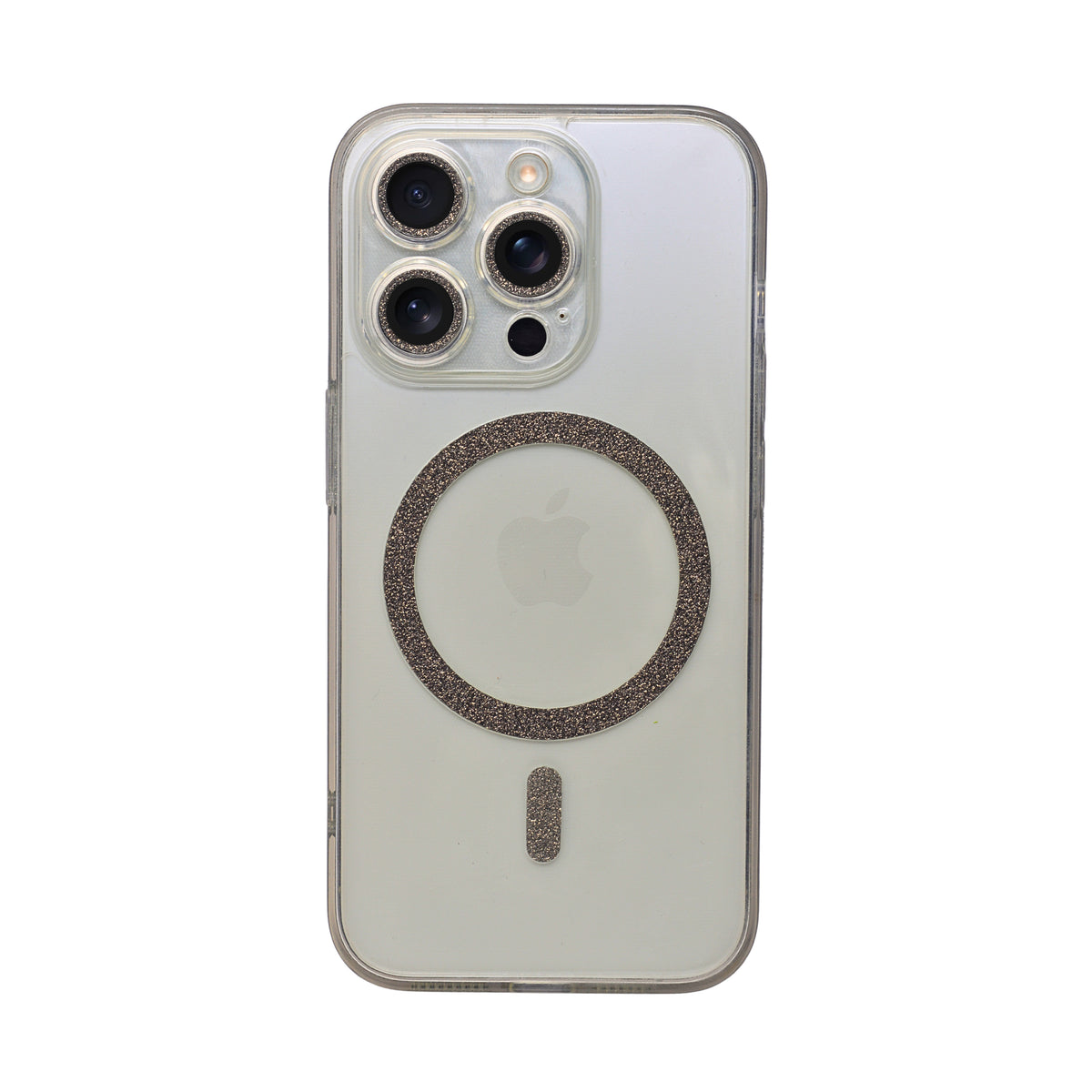 Transparent Protective Case with MagSafe Glitter Ring for iPhone 15 Pro