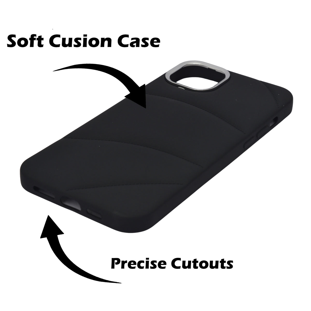 Matte Black Wave Pattern Soft Touch Cover For iPhone 14 Plus / 15 Plus