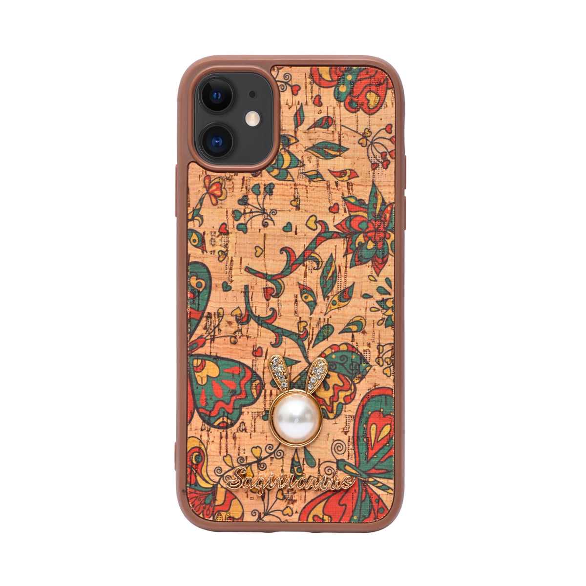 Bohemian Ethnic Print Cork Texture with Pearl Detail Phone Case for iPhone 11
