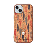 Bohemian Ethnic Print Cork Texture with Pearl Detail Phone Case for iPhone 14 Plus / 15 Plus