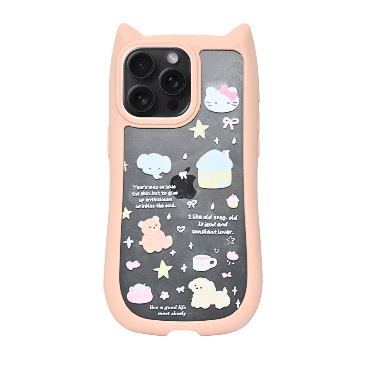 Cute Cartoon Phone Case with Cat Ears For iPhone 15 Pro
