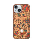 Bohemian Ethnic Print Cork Texture with Pearl Detail Phone Case for iPhone 15