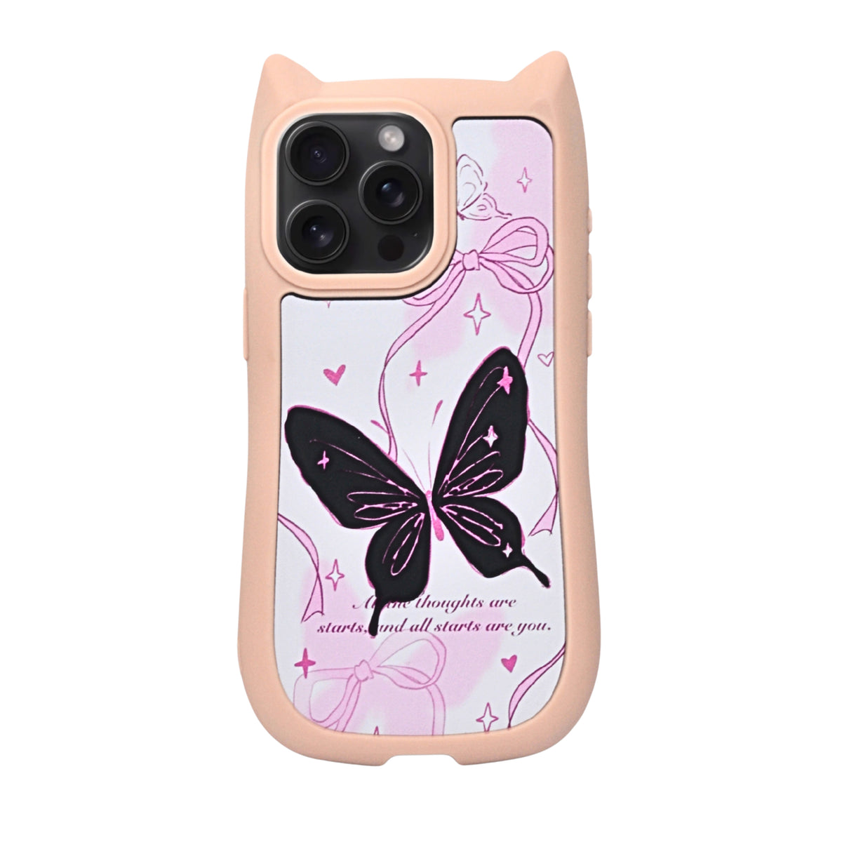Cute Cartoon Phone Case with Cat Ears For iPhone 15 Pro