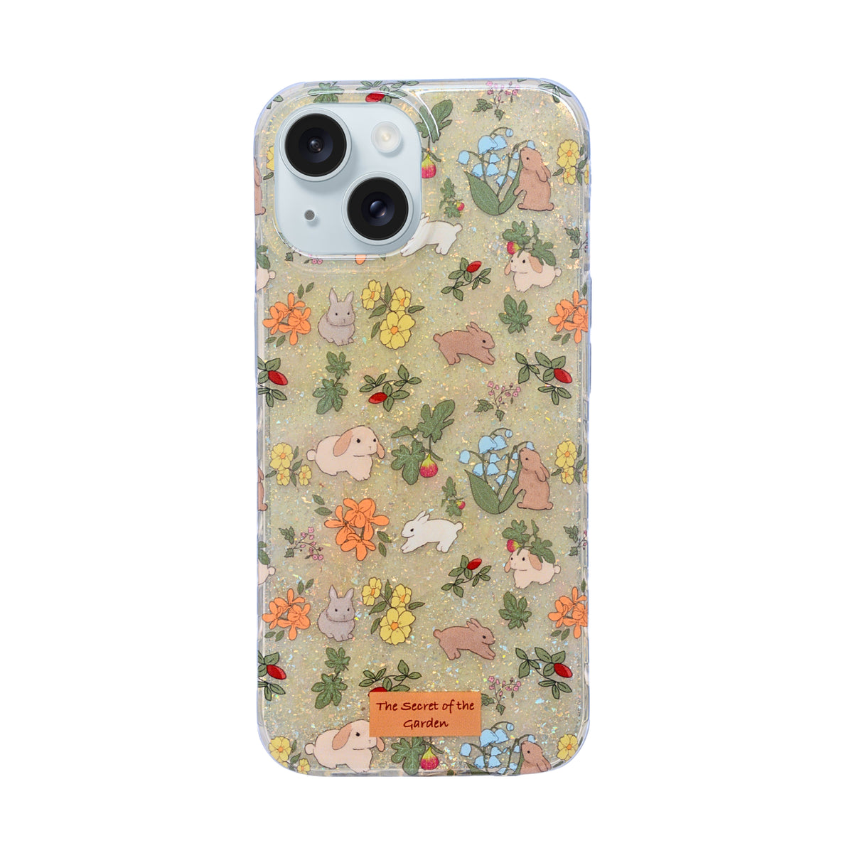 Floral Bunny Garden Design with Charms Phone Case for iPhone 15