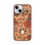 Bohemian Ethnic Print Cork Texture with Pearl Detail Phone Case for iPhone 15