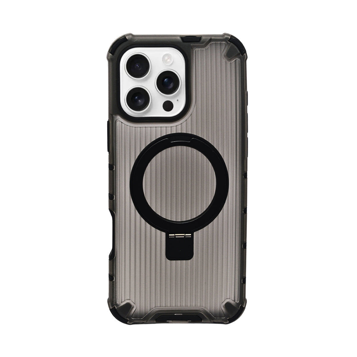 Frosted Corrugated Texture 360° Rotating MagSafe Kickstand Phone Case for iPhone 16 Pro