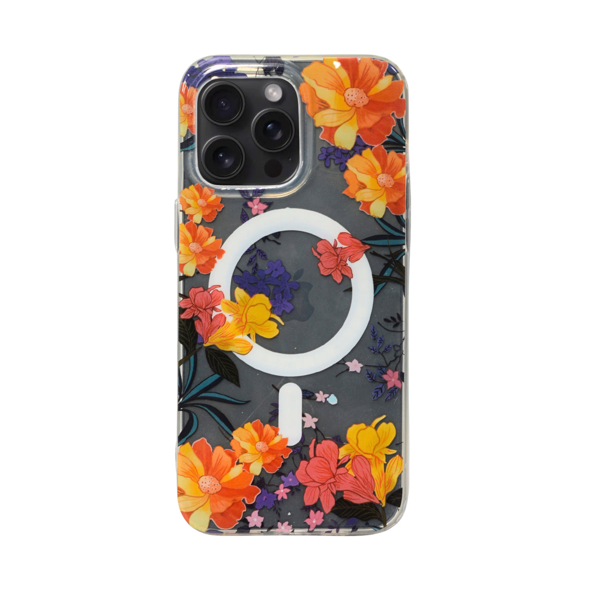 Floral Transparent MagSafe Shockproof Protection Phone Case For iPhone 14 Pro Max