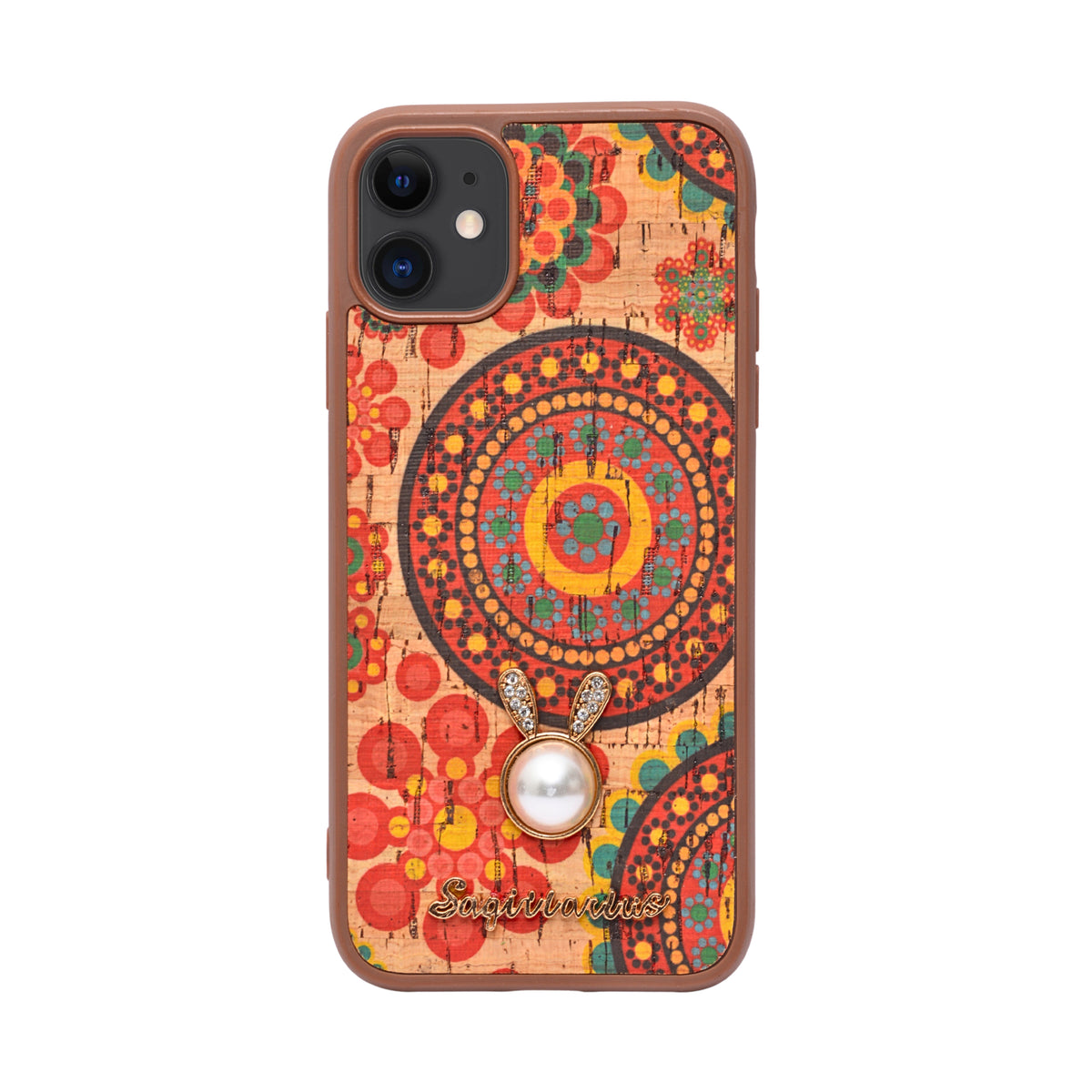 Bohemian Ethnic Print Cork Texture with Pearl Detail Phone Case for iPhone 11
