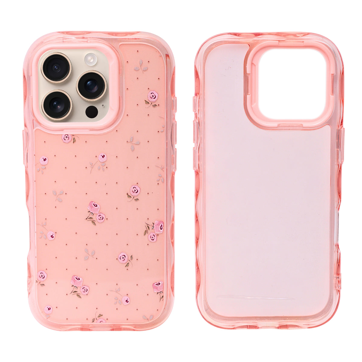 Cute Transparent Wavy Edge Phone Case for iPhone 16 Pro