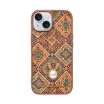 Bohemian Ethnic Print Cork Texture with Pearl Detail Phone Case for iPhone 15