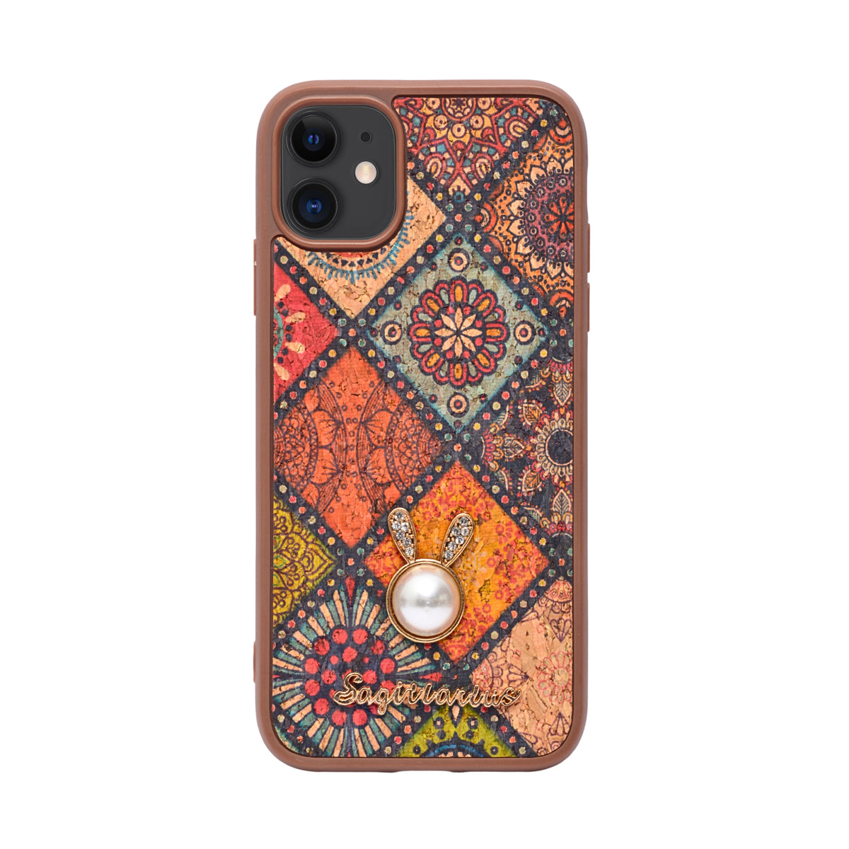 Bohemian Ethnic Print Cork Texture with Pearl Detail Phone Case for iPhone 11