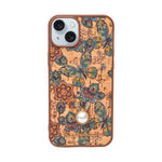 Bohemian Ethnic Print Cork Texture with Pearl Detail Phone Case for iPhone 14 Plus / 15 Plus