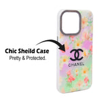 Luxury Printed With Rhinestone Camera Border Case For iPhone 15 Pro Max
