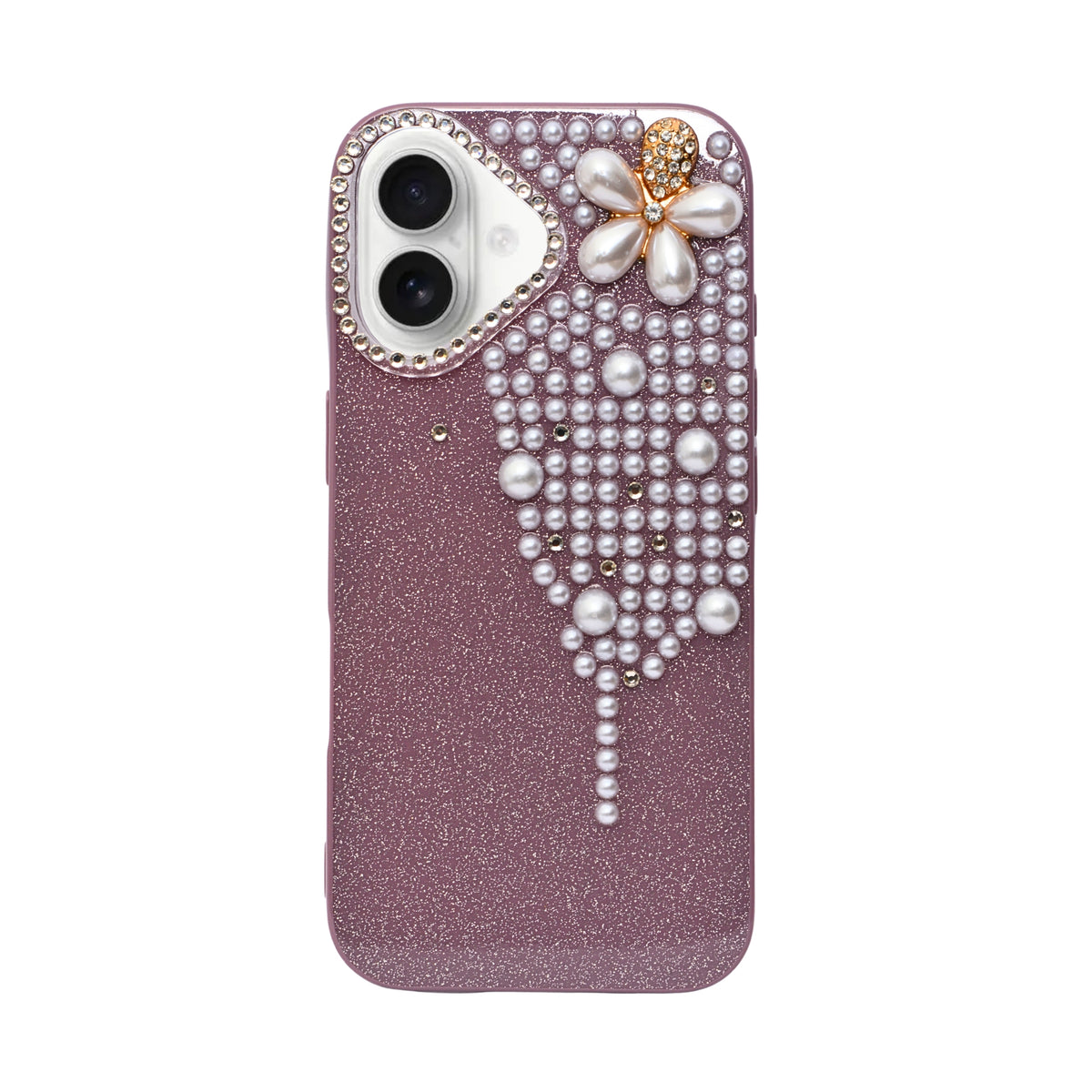 Luxury Glitter Finish with 3D Pearl Flower Design Phone Case for iPhone 17