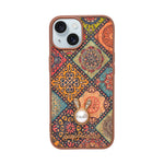 Bohemian Ethnic Print Cork Texture with Pearl Detail Phone Case for iPhone 15