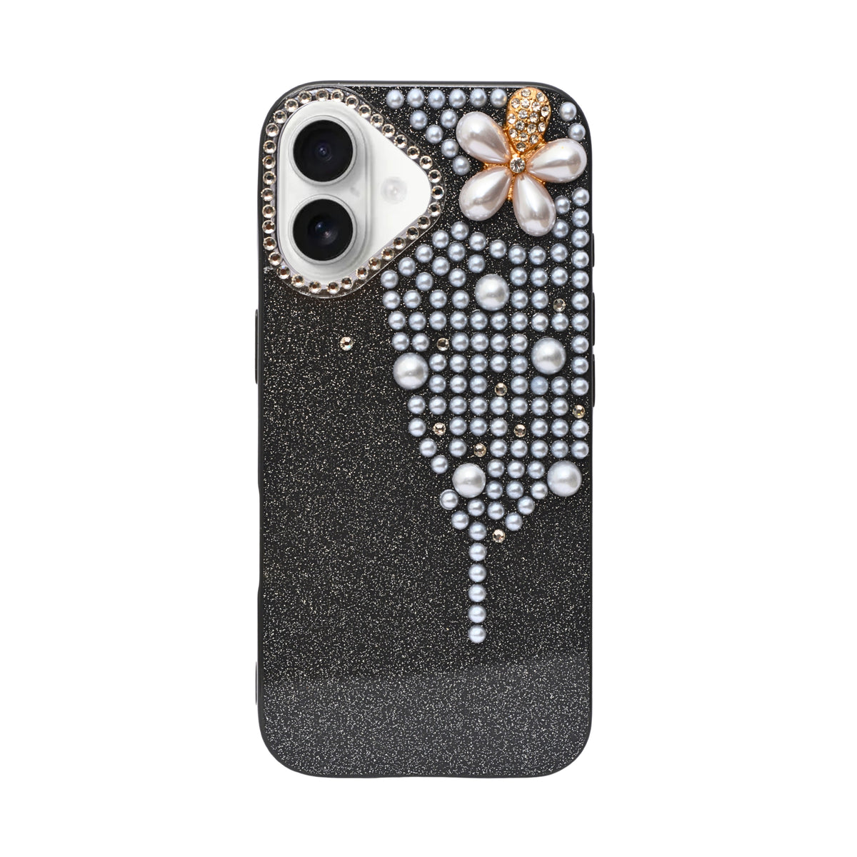 Luxury Glitter Finish with 3D Pearl Flower Design Phone Case for iPhone 17