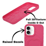3D Heart Design Soft Silicone Protective Case for iPhone 16