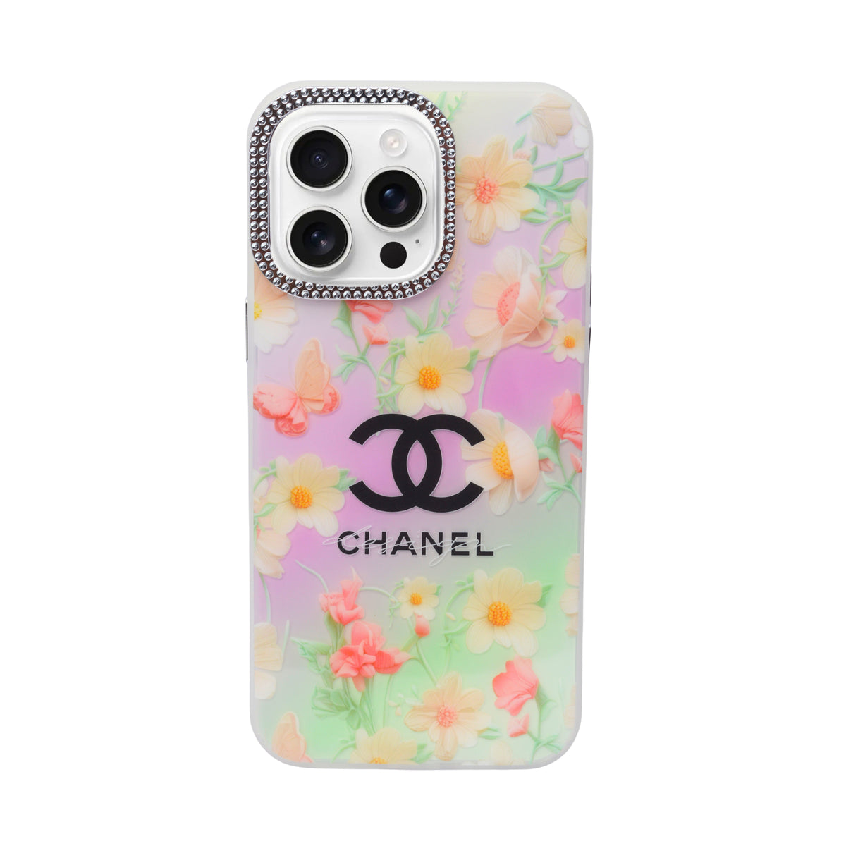 Luxury Printed With Rhinestone Camera Border Case For iPhone 14 Pro