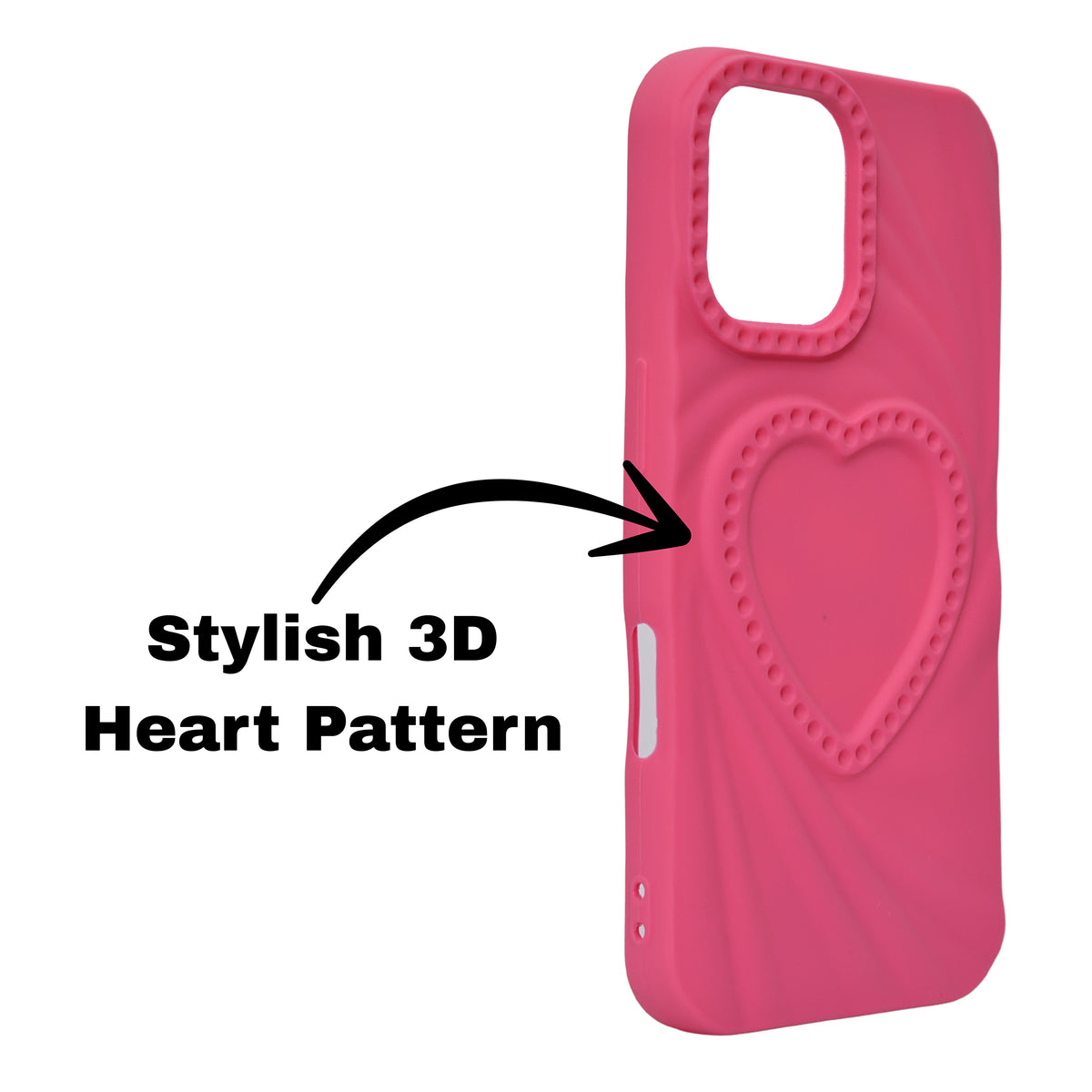 3D Heart Design Soft Silicone Protective Case for iPhone 16 Plus