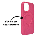 3D Heart Design Soft Silicone Protective Case for iPhone 16