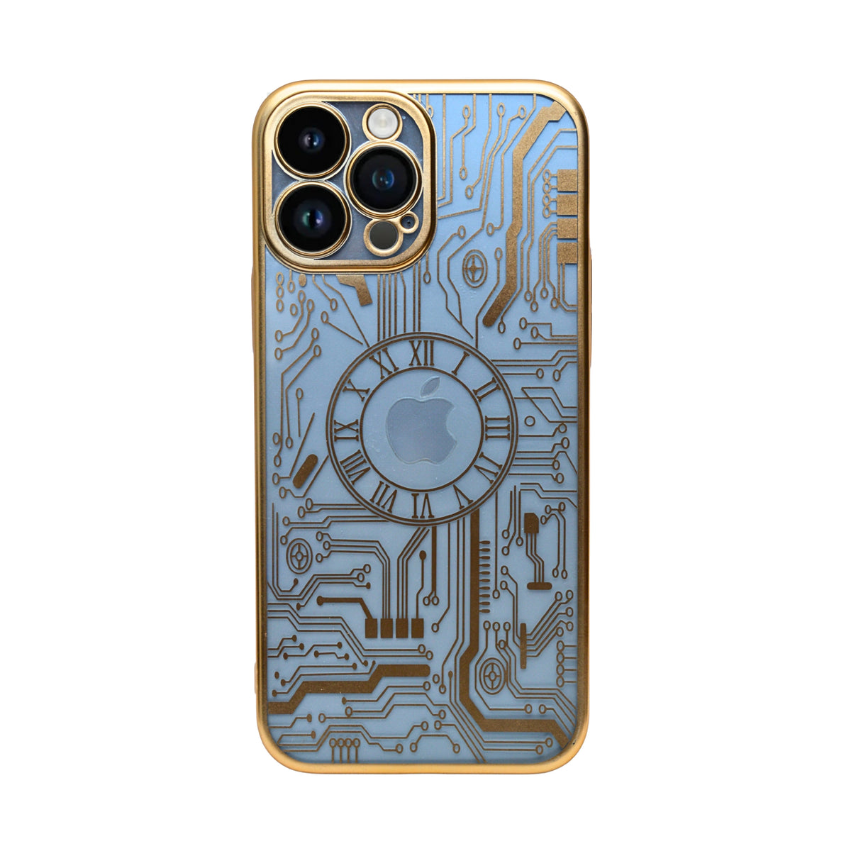 Futuristic Clock Circuit Pattern Phone Case for iPhone 13 Pro Max