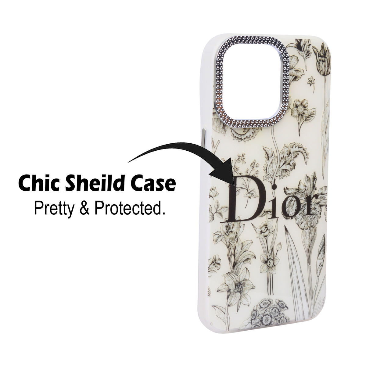 Luxury Printed With Rhinestone Camera Border Case For iPhone 15 Pro Max