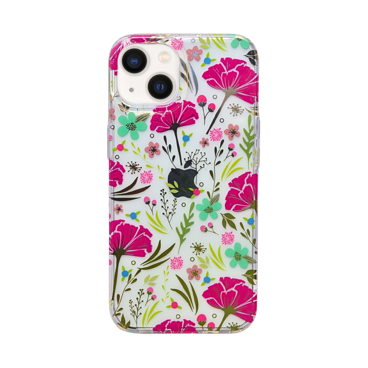 Vibrant Transparent Floral Pattern Phone Case for iPhone 13 / 14