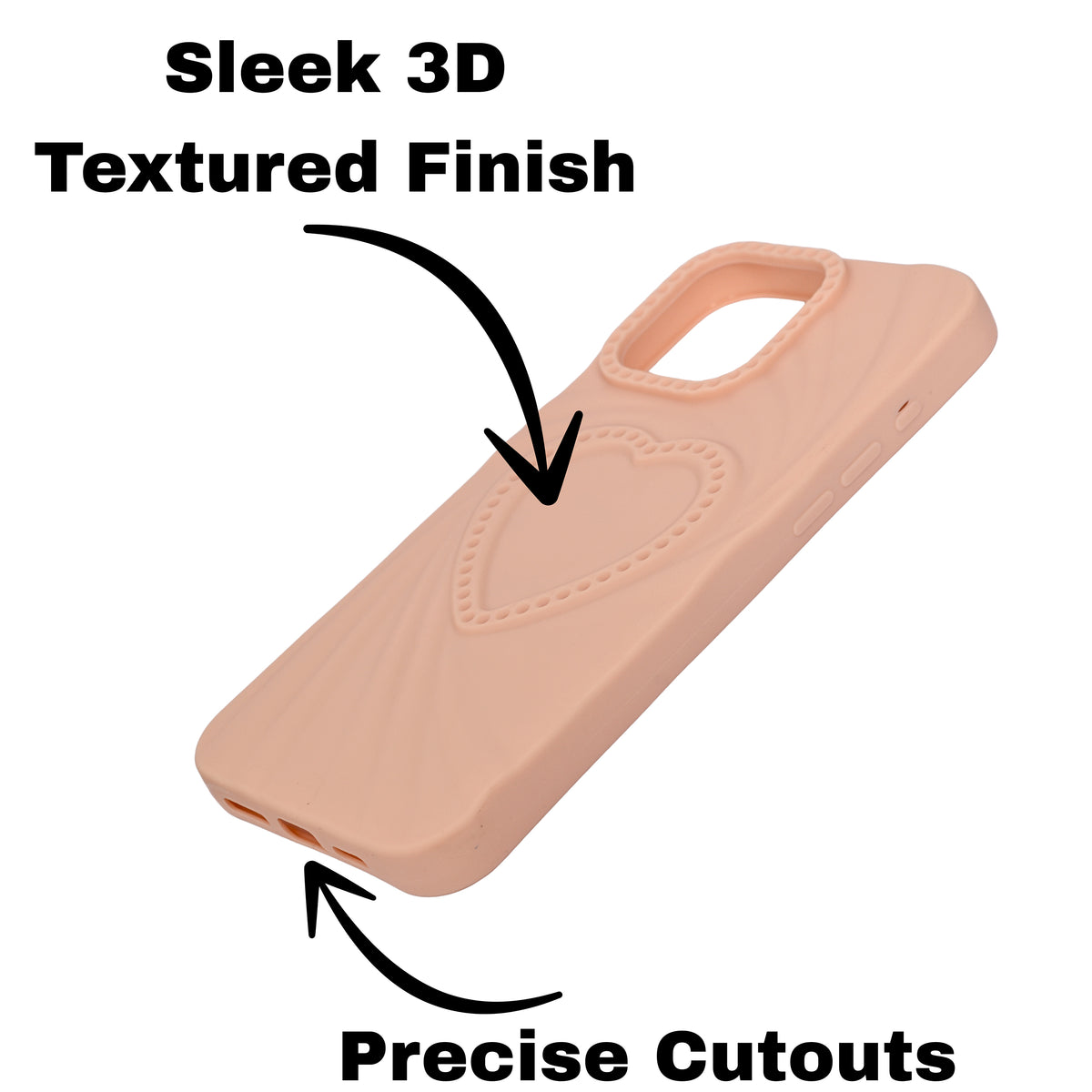 3D Heart Design Soft Silicone Protective Case for iPhone 16 Pro Max