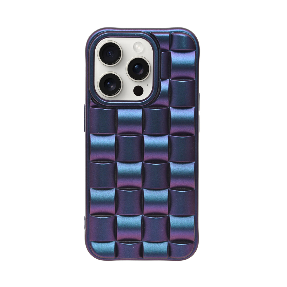 3D Checkered Pattern with Color-Shifting Finish Phone Case for iPhone 14 Pro