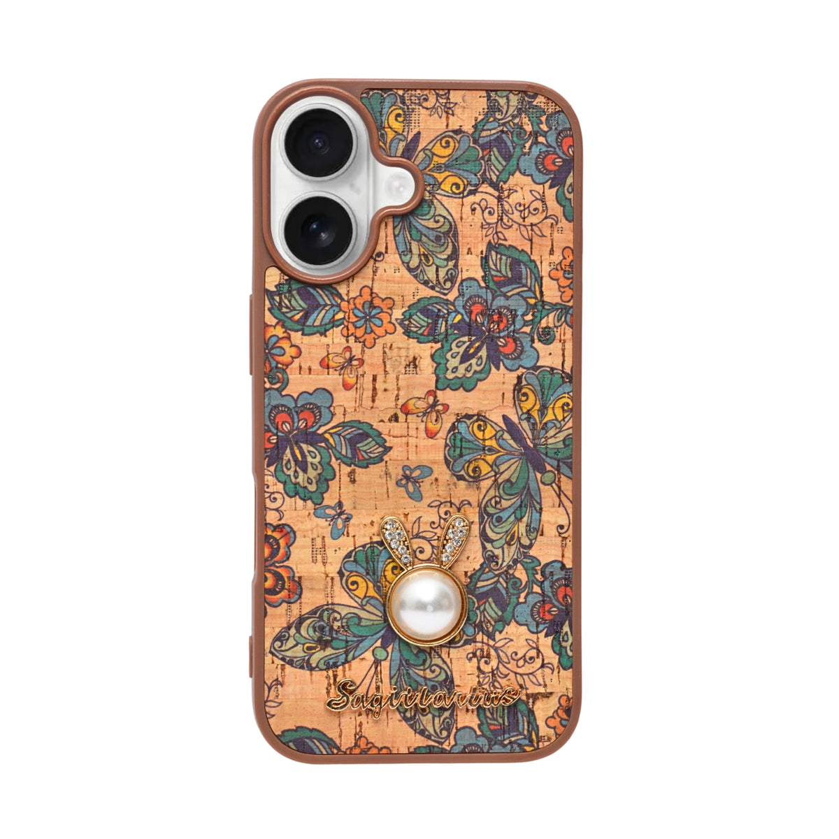 Bohemian Ethnic Print Cork Texture with Pearl Detail Phone Case for iPhone 17