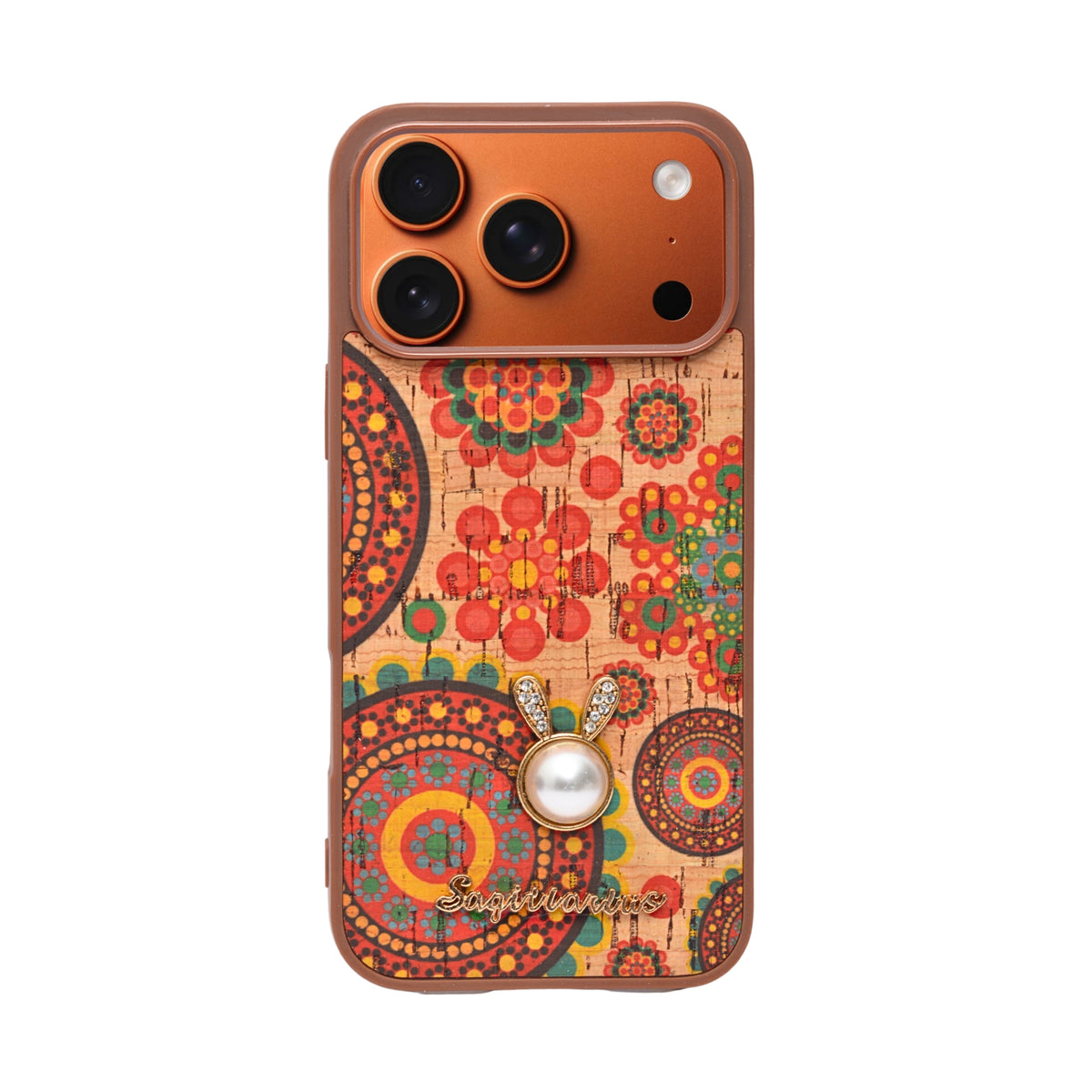 Bohemian Ethnic Print Cork Texture with Pearl Detail Phone Case for iPhone 17 Pro Max