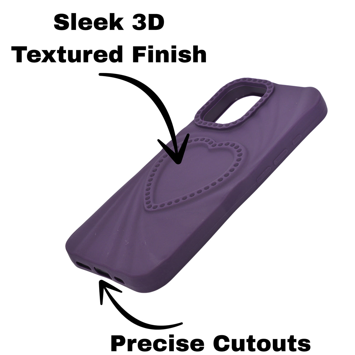 3D Heart Design Soft Silicone Protective Case for iPhone 16 Plus