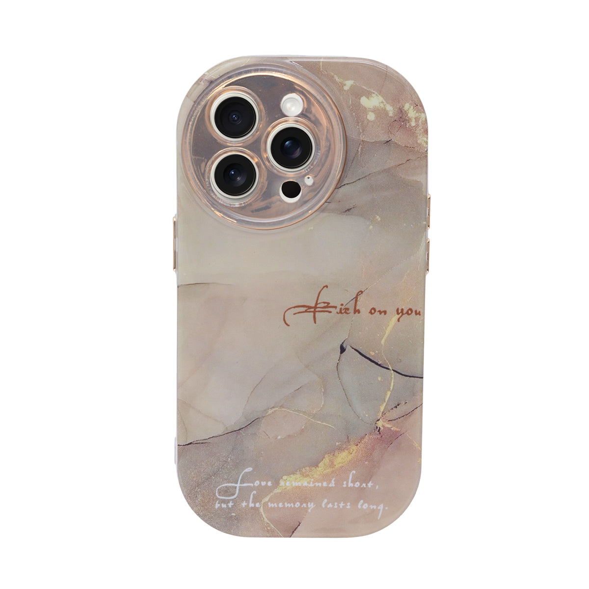 Aesthetic Marble Pattern with Rounded Camera Lens Phone Case for iPhone 14 Pro