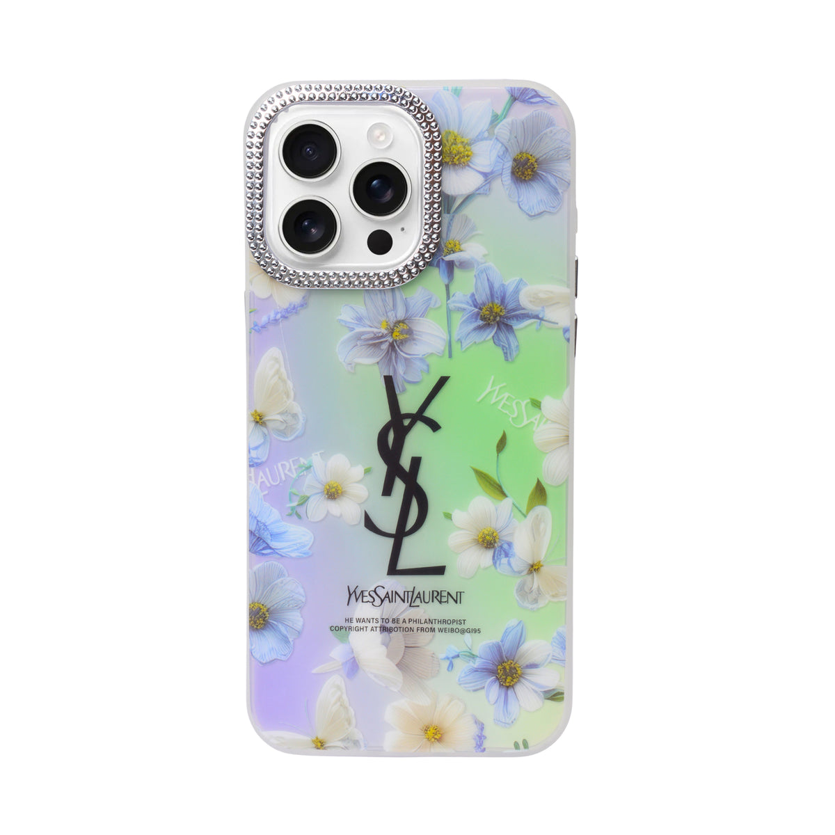 Luxury Printed With Rhinestone Camera Border Case For iPhone 14 Pro