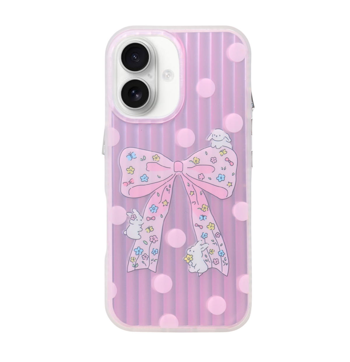 Aesthetic Bow & Floral Print Phone Case for iPhone 16