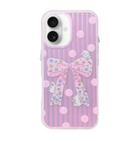 Aesthetic Bow & Floral Print Phone Case for iPhone 16