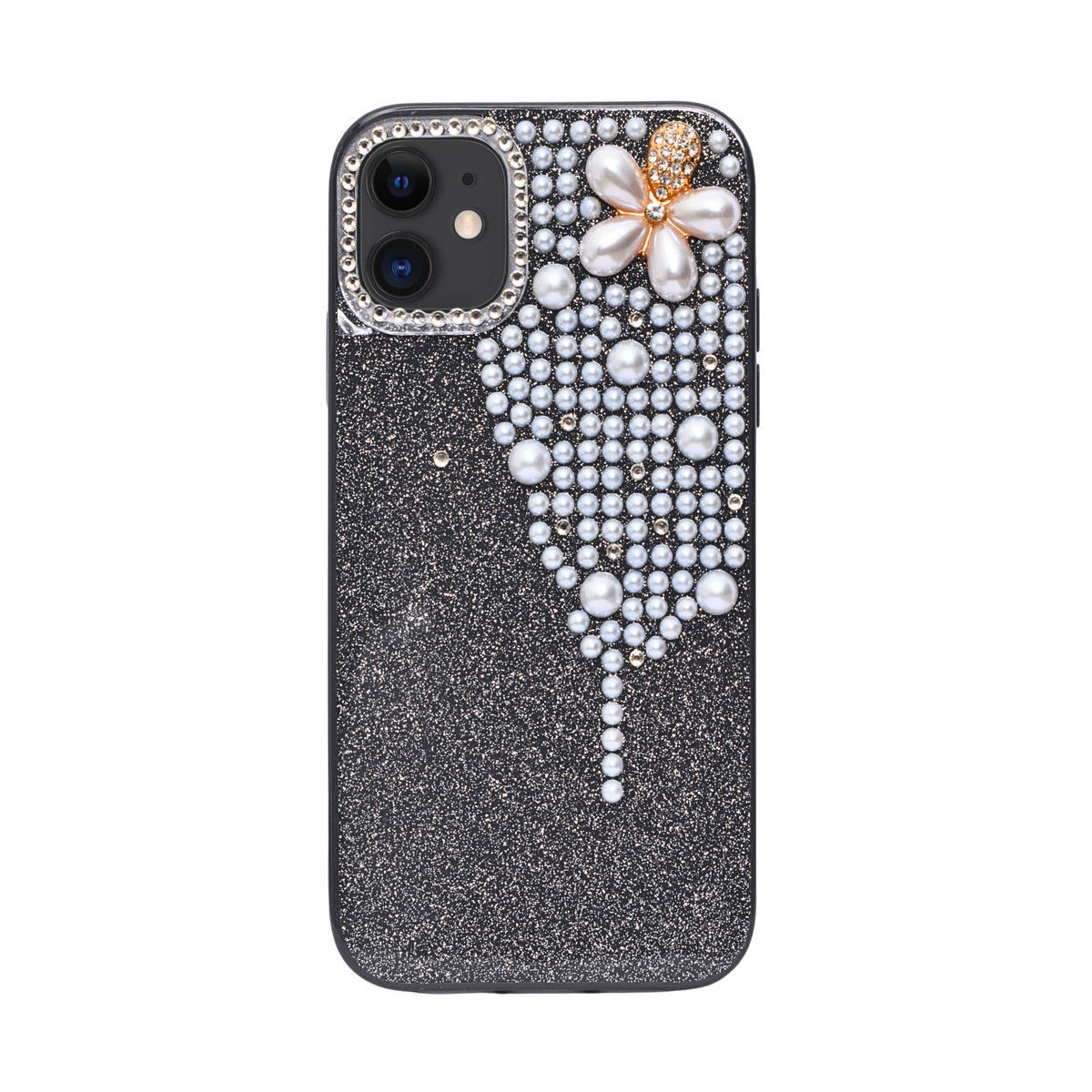 Luxury Glitter Finish with 3D Pearl Flower Design Phone Case for iPhone 11