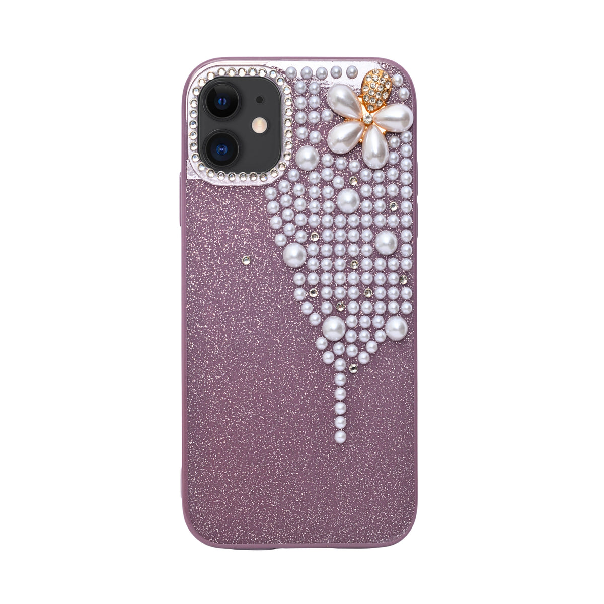 Luxury Glitter Finish with 3D Pearl Flower Design Phone Case for iPhone 11