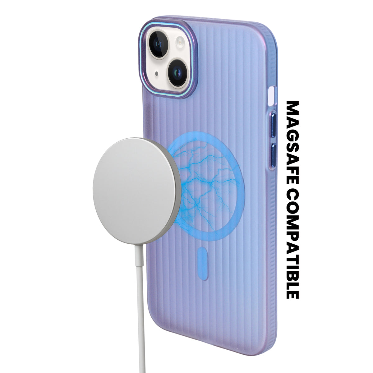 Tinted Transparent Corrugated Texture MagSafe Compatible Phone Case for iPhone 14Plus/ 15Plus