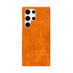Luxurious and Protective Business Style Phone Case with Tan Faux Leather for Samsung Galaxy S23 Ultra