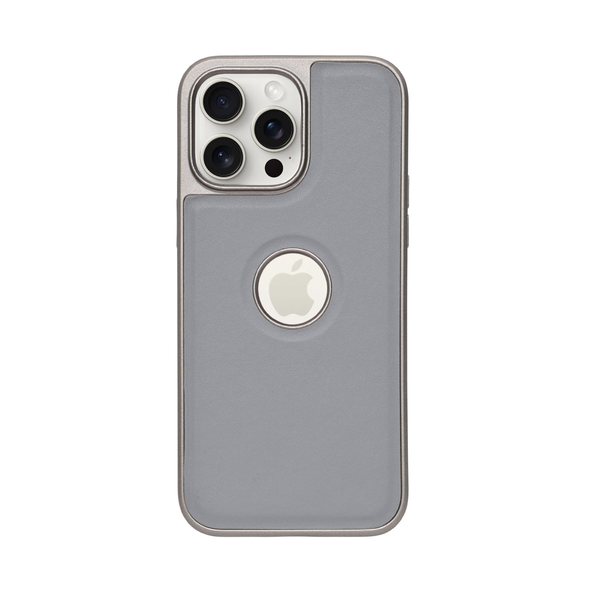 Premium Leather Finish with Metallic Logo Ring Cutout Phone Case for iPhone 14 Pro Max