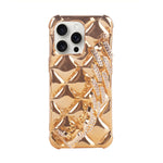 3D Luxury Golden Crystals With Bracelet Cover For iPhone 13 Pro