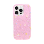 Sparkle Floral Bow with Pearl & Butterfly Charm Wristlet Phone Case for iPhone 16 Pro