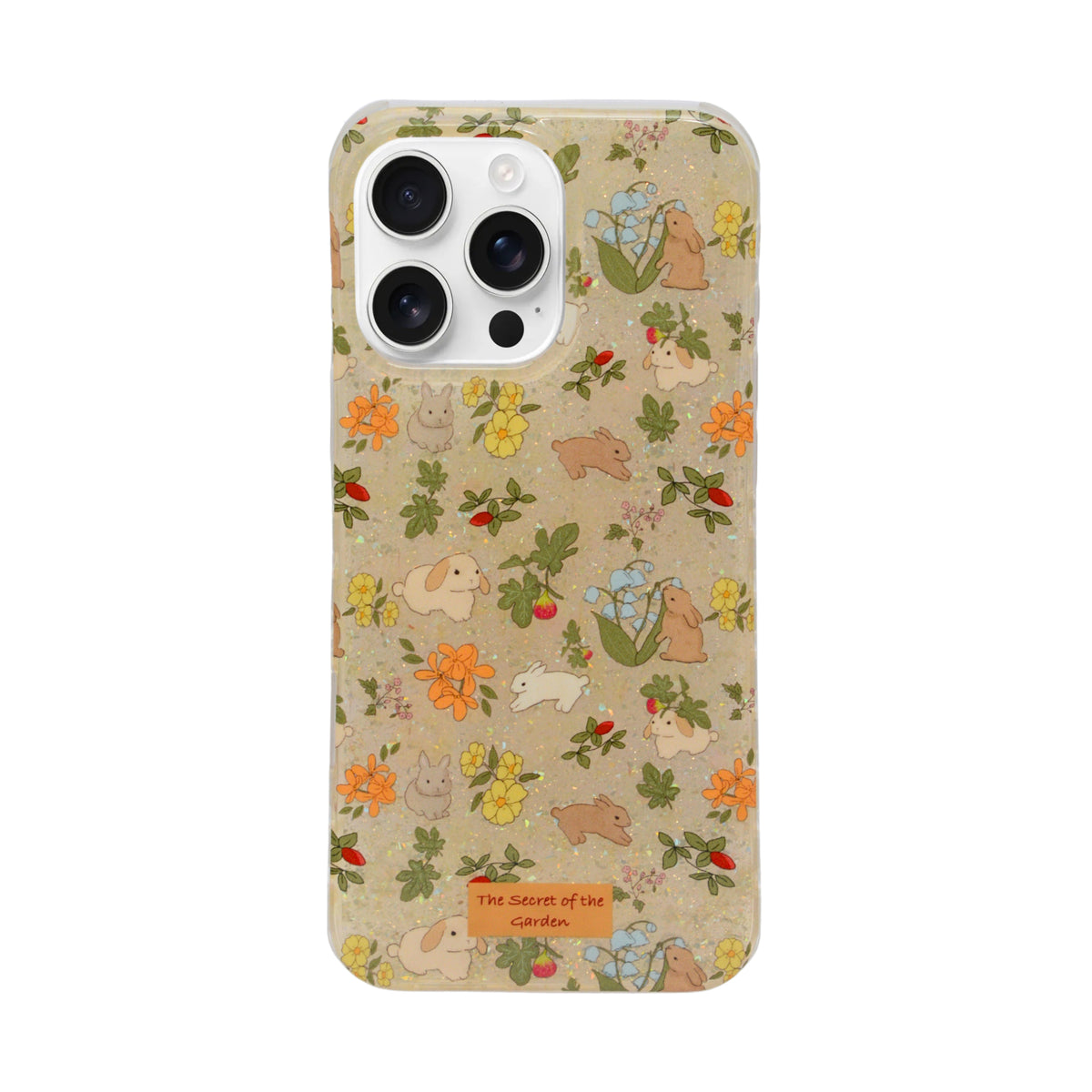 Floral Bunny Garden Design Case with Charms – for iPhone 16 Pro Max