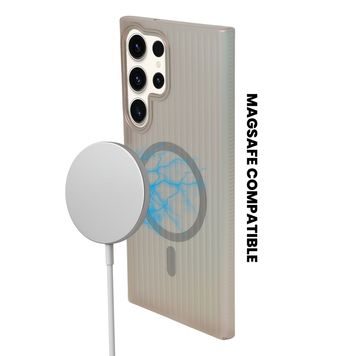 Minimalist Frosted Vertical Stripe MagSafe Case for Samsung S23 Ultra